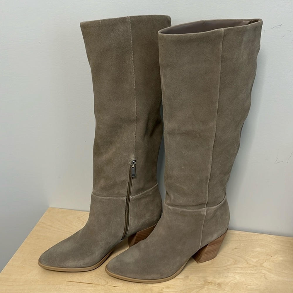 Gray heeled boots, great condition, worn once